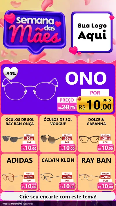 Modelo de Rede Social para Stories com o tema Semana das Mães para Óticas