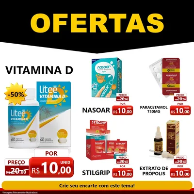 Modelo de Rede Social para Feed Facebook com o tema Ofertas Preto e Vermelho Cartaz para Farmácia