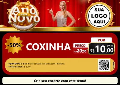 Modelo de Cartaz para Cartaz A4 Horizontal com o tema Super Ano Novo para Salgadaria