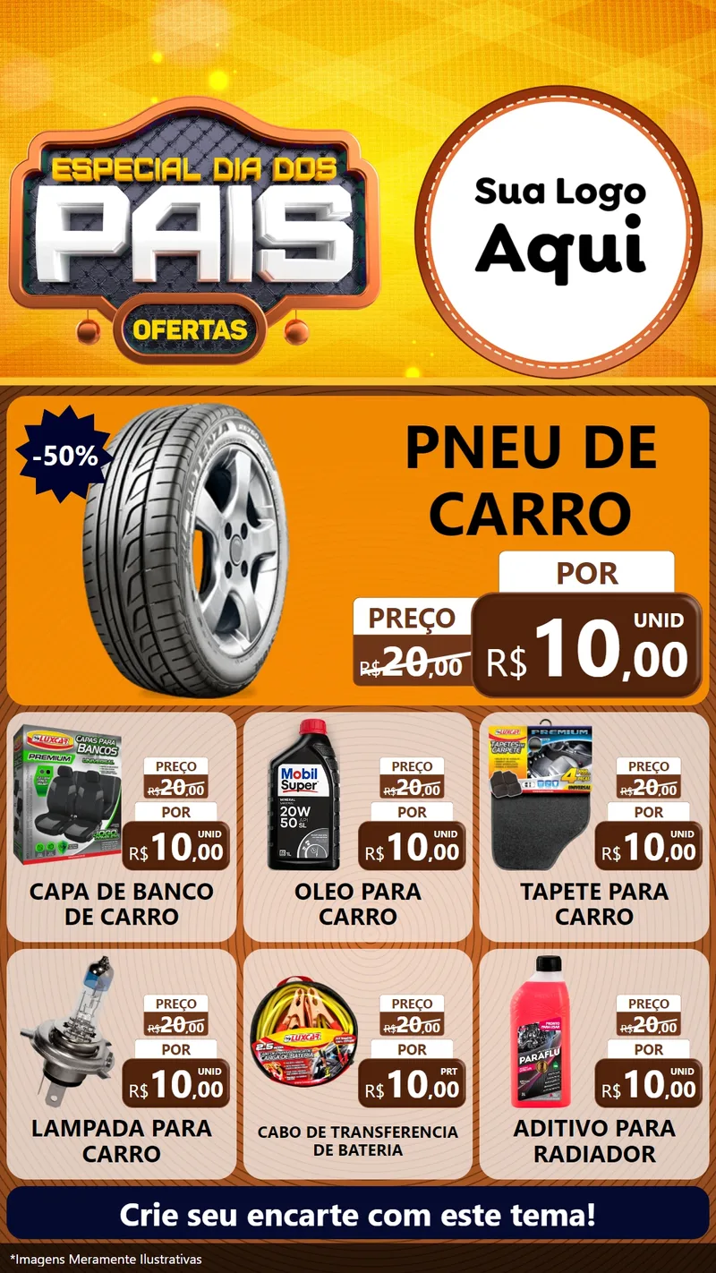 Modelo de Rede Social para Stories com o tema Especial Dia dos Pais para Auto peças