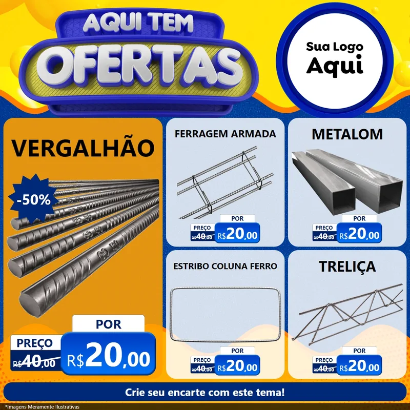 Modelo de Rede Social para Feed Facebook com o tema Aqui Tem Ofertas para Ferragens