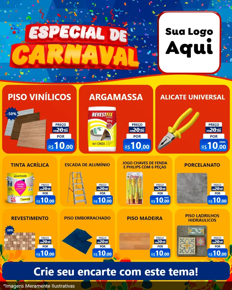 Modelo de Rede Social para Feed Instagram com o tema Especial de Carnaval para Material para Construção