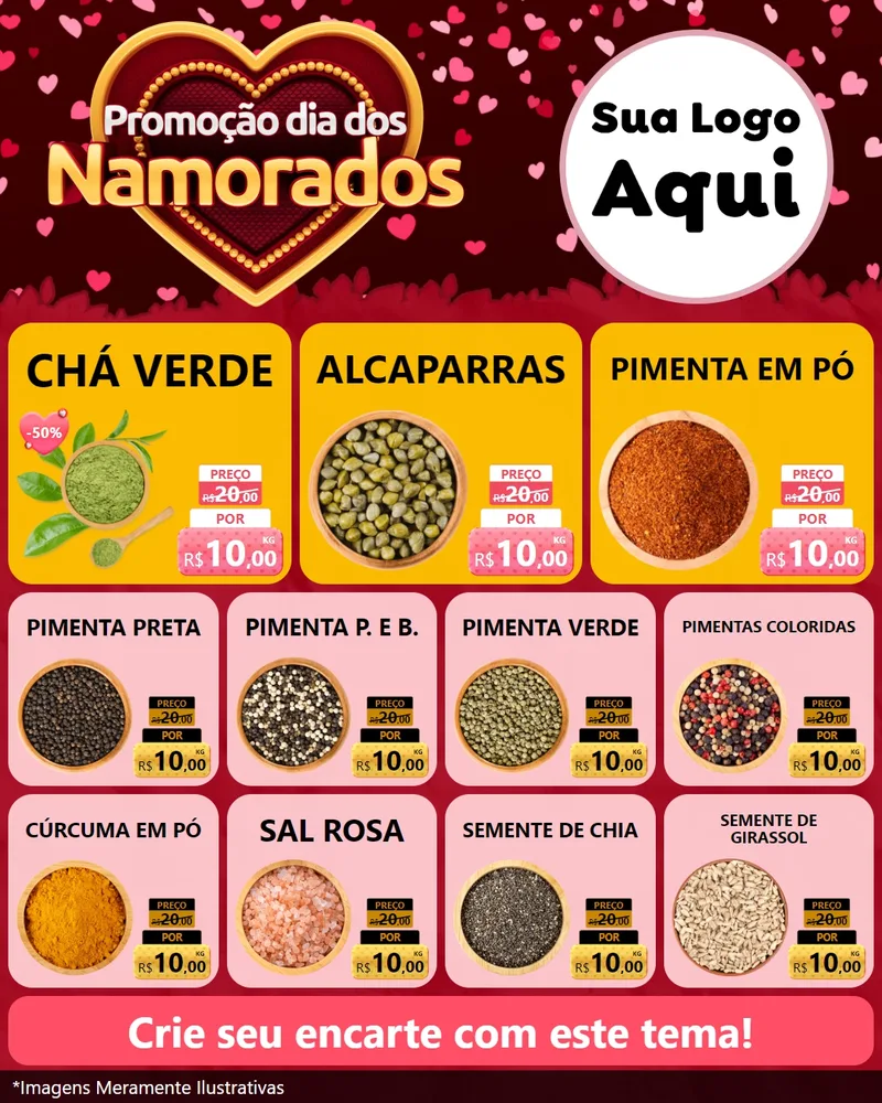 Modelo de Rede Social para Feed Instagram com o tema Promoção Dia Dos Namorados para Produtos Naturais