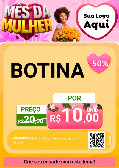 Modelo de Cartaz para Cartaz A4 Vertical com o tema Mês da Mulher para Agropecuária