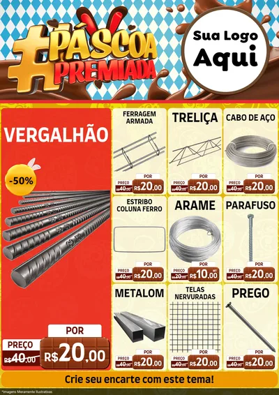 Modelo de Encarte para Encarte A4 Vertical com o tema Páscoa Premiada para Ferragens