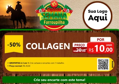 Modelo de Cartaz para Cartaz A4 Horizontal com o tema Especial Semana Farroupilha para Suplementos alimentares