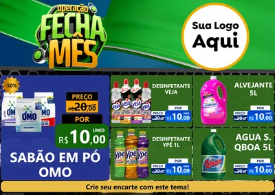 Modelo de Encarte para Encarte A4 Horizontal com o tema Operação Fecha Mês para Produtos de Limpeza