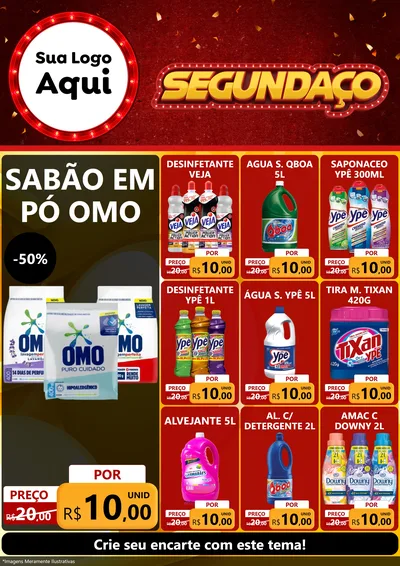 Modelo de Encarte para Encarte A4 Vertical com o tema Segundaço para Produtos de Limpeza