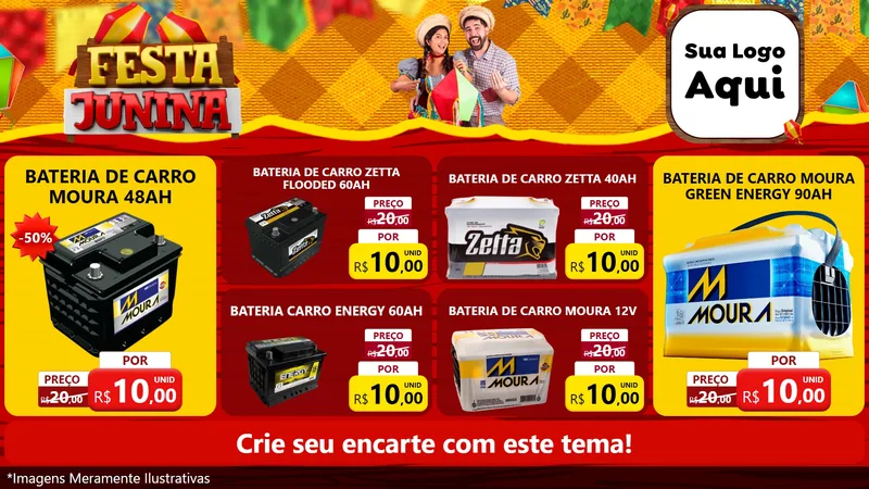 Modelo de TV para TV Horizontal com o tema Festa Junina para Baterias Elétricas