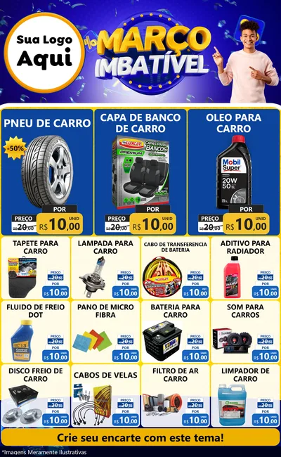 Modelo de Encarte para Encarte Grande com o tema Março Imbatível para Auto peças