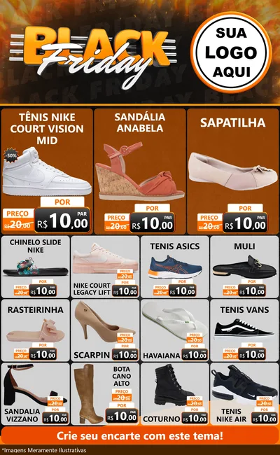 Modelo de Encarte para Encarte Grande com o tema Black Friday para Calçados