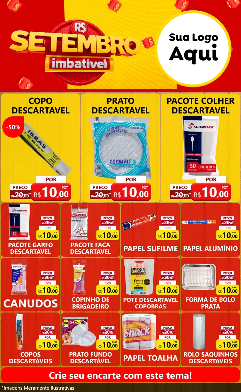 Modelo de Encarte para Encarte Grande com o tema Setembro Imbatível para Embalagens