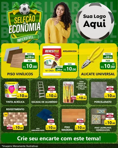 Modelo de Rede Social para Feed Instagram com o tema Seleção de Economia - Copa para Material para Construção