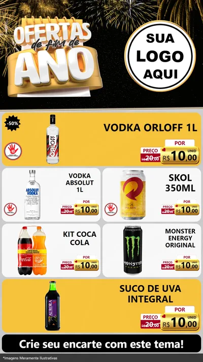Modelo de TV para TV Vertical com o tema Ofertas de Fim de Ano para Distribuidora de bebidas