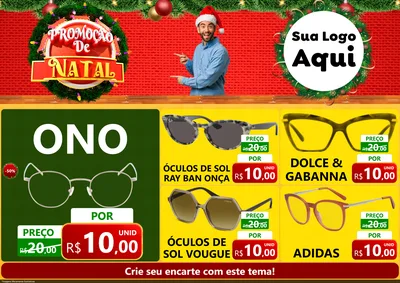 Modelo de Encarte para Encarte A4 Horizontal com o tema Promoção de Natal para Óticas