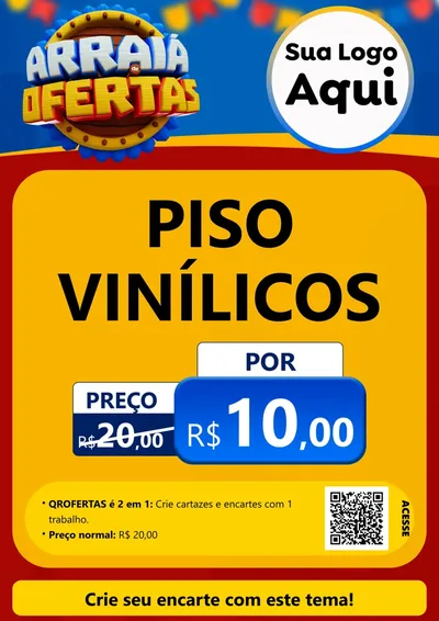 Modelo de Cartaz para Cartaz A4 Vertical com o tema Arraiá de Ofertas - Junina para Material para Construção