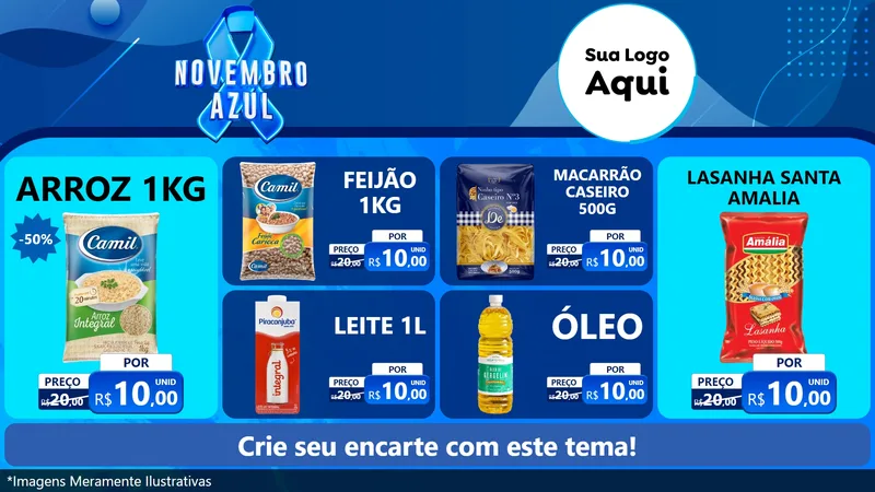 Modelo de TV para TV Horizontal com o tema Novembro Azul para Supermercado