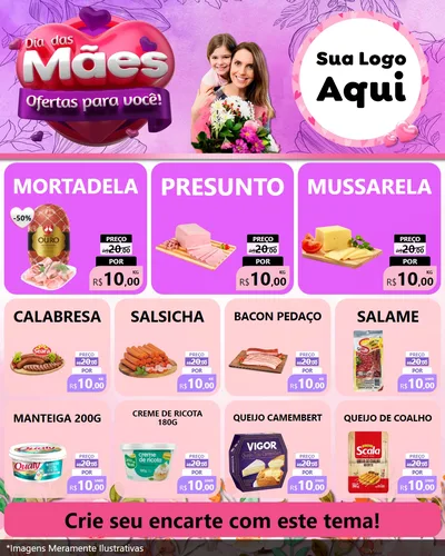Modelo de Rede Social para Feed Instagram com o tema Dia das Mães Ofertas para Você! para Frios e Laticínios