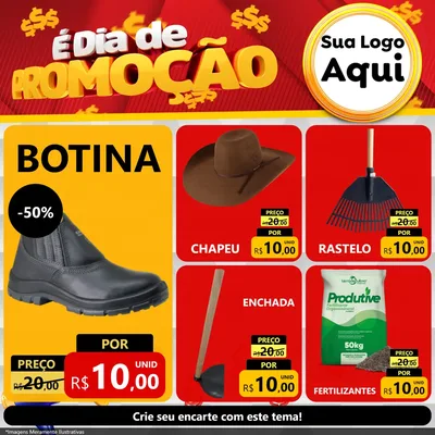 Modelo de Rede Social para Feed Facebook com o tema É Dia De Promoção para Agropecuária