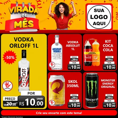 Modelo de Rede Social para Feed Facebook com o tema Virada de Mês para Distribuidora de bebidas