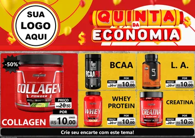 Modelo de Encarte para Encarte A4 Horizontal com o tema Quinta da Economia para Suplementos alimentares