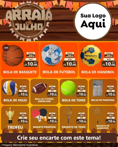 Modelo de Rede Social para Feed Instagram com o tema Arraiá de Julho - Junina para Artigos Esportivos