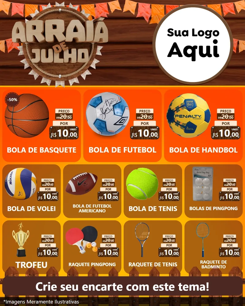 Modelo de Rede Social para Feed Instagram com o tema Arraiá de Julho - Junina para Artigos Esportivos
