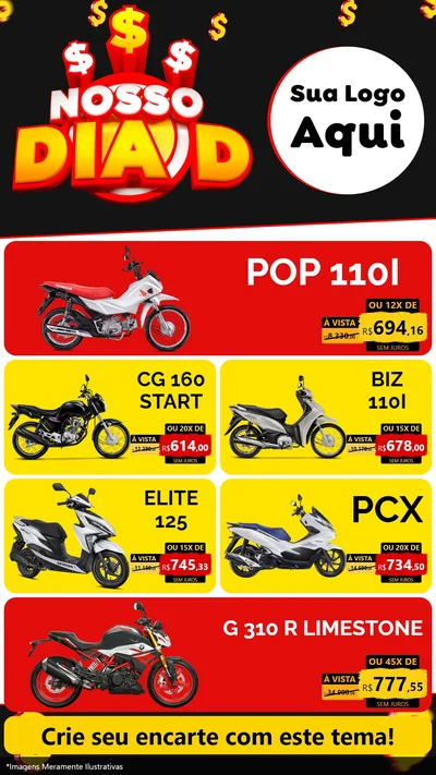 Modelo de TV para TV Vertical com o tema Nosso Dia D para Concessionaria de Motos