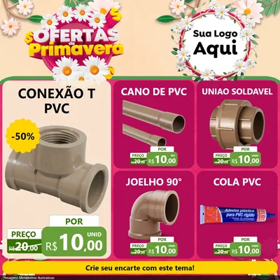 Modelo de Rede Social para Feed Facebook com o tema Ofertas de Primavera para Tubos e conexões