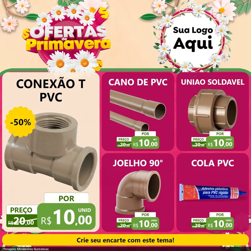 Modelo de Rede Social para Feed Facebook com o tema Ofertas de Primavera para Tubos e conexões