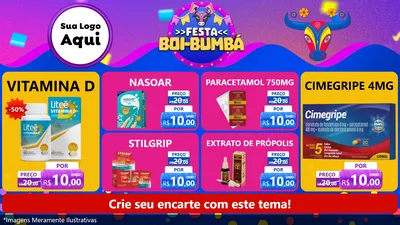Modelo de TV para TV Horizontal com o tema Festa Boi-Bumbá para Farmácia