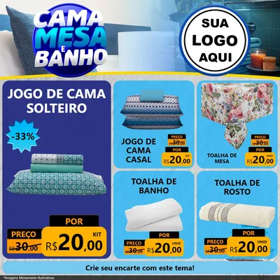 Modelo de Rede Social para Feed Facebook com o tema Cama, Mesa e Banho para Cama, Mesa e Banho