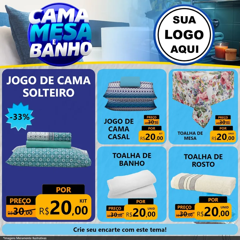 Modelo de Rede Social para Feed Facebook com o tema Cama, Mesa e Banho para Cama, Mesa e Banho