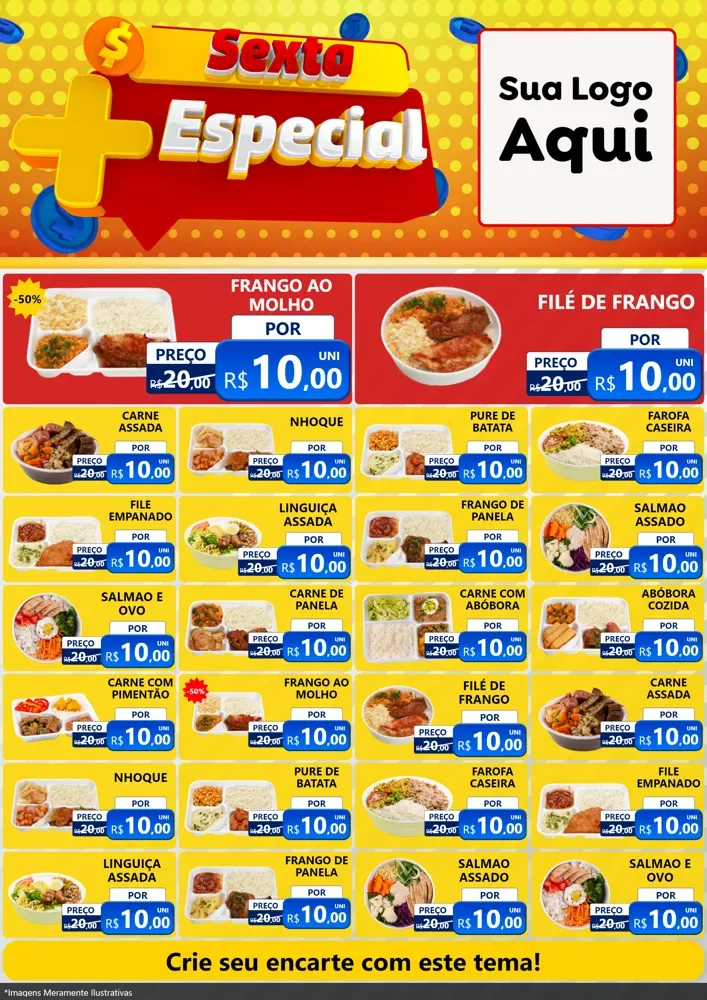 Modelo de Encarte para Encarte A4 Vertical com o tema Sexta Mais Especial para Restaurante