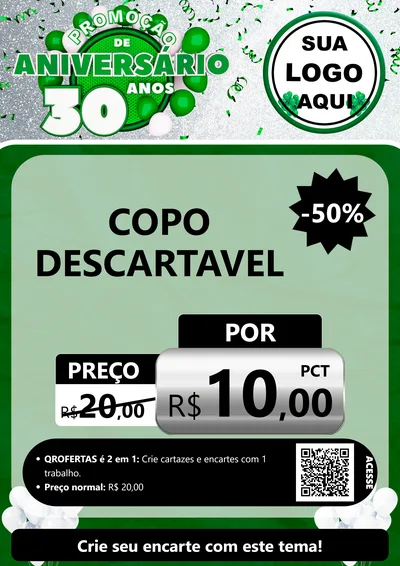 Modelo de Cartaz para Cartaz A4 Vertical com o tema Promoção de Aniversário - 30 Anos para Embalagens