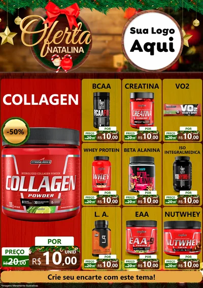Modelo de Encarte para Encarte A4 Vertical com o tema Ofertas Natalina para Suplementos alimentares