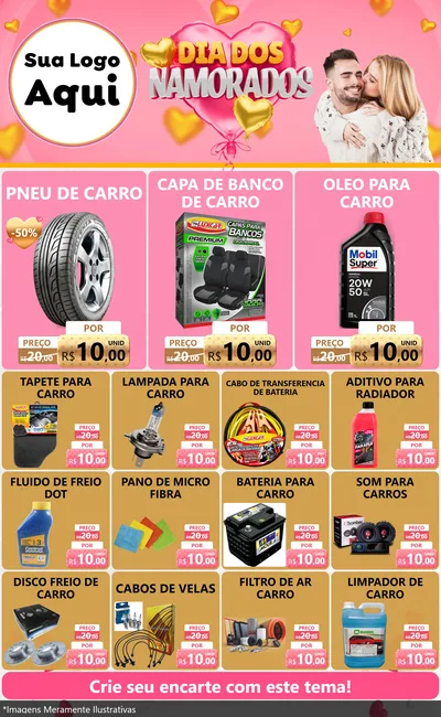 Modelo de Encarte para Encarte Grande com o tema Dia dos Namorados para Auto peças