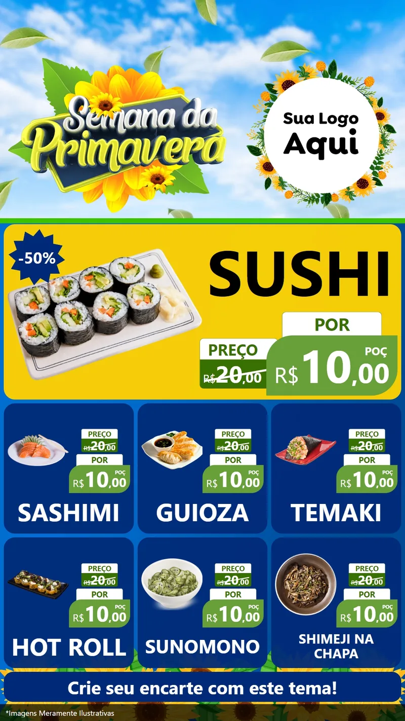 Modelo de Rede Social para Stories com o tema Semana da Primavera para Comida japonesa