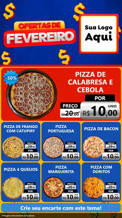 Modelo de Rede Social para Stories com o tema Ofertas de Fevereiro para Pizzaria