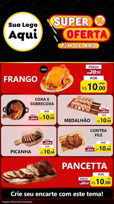 Modelo de TV para TV Vertical com o tema Super Oferta Fim de Ano para Assados