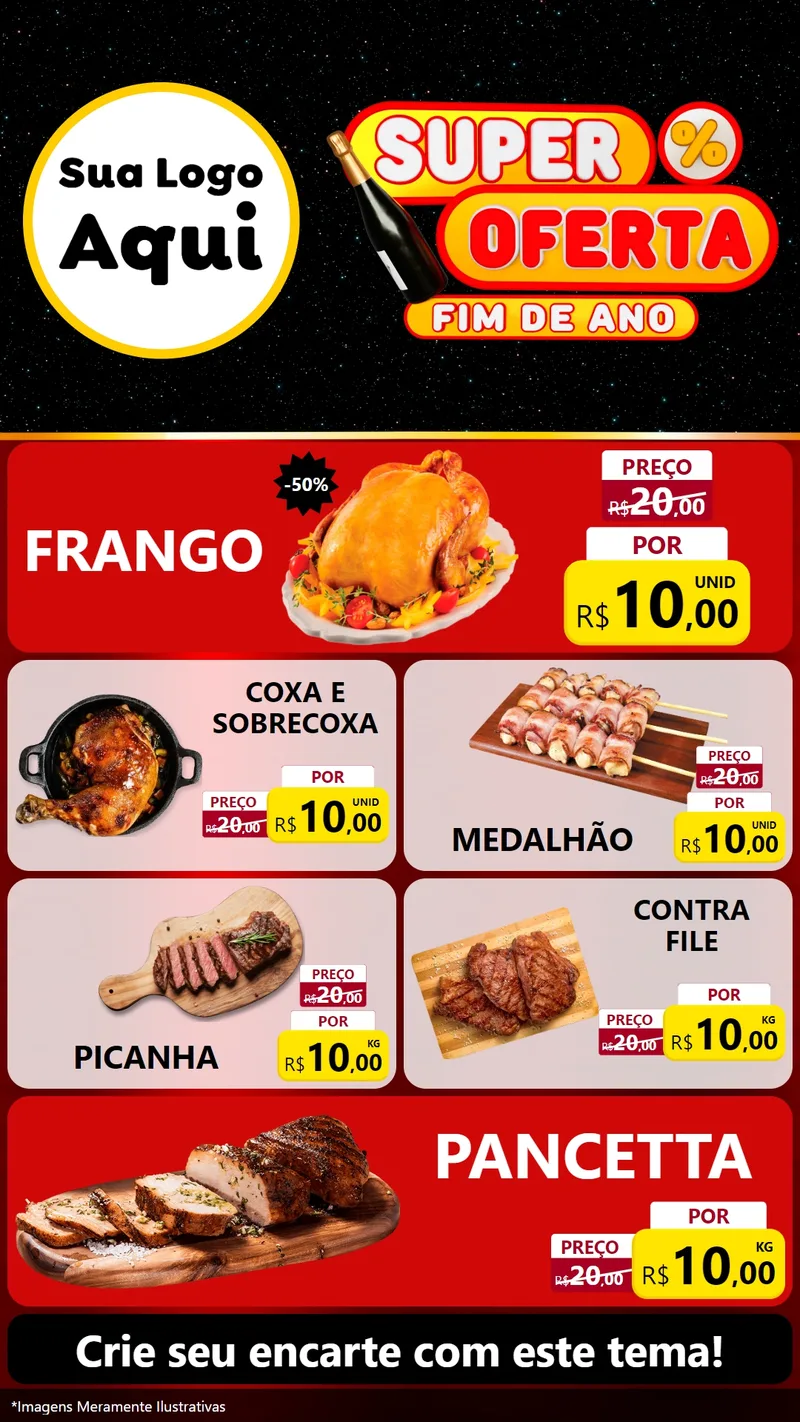 Modelo de TV para TV Vertical com o tema Super Oferta Fim de Ano para Assados