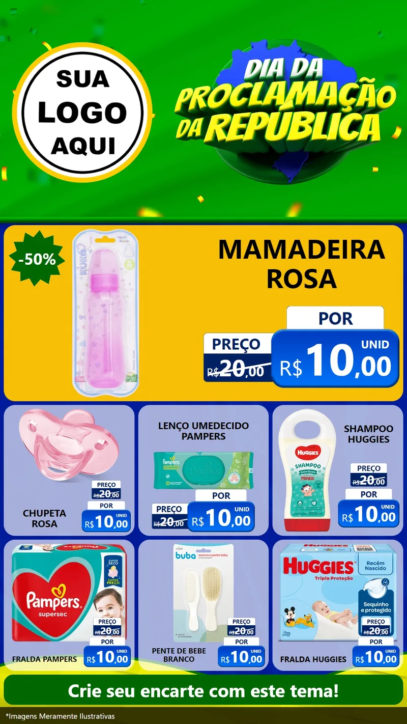 Modelo de Rede Social para Stories com o tema Dia Da Proclamação Da República para Bebês