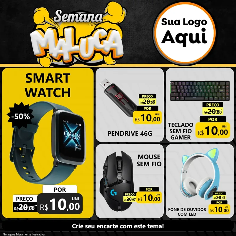Modelo de Rede Social para Feed Facebook com o tema Semana Maluca para Informática