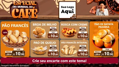 Modelo de TV para TV Horizontal com o tema Especial Dia Mundial do Café para Padaria