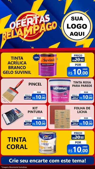Modelo de TV para TV Vertical com o tema Ofertas Relâmpago para Tintas e Ferramentas