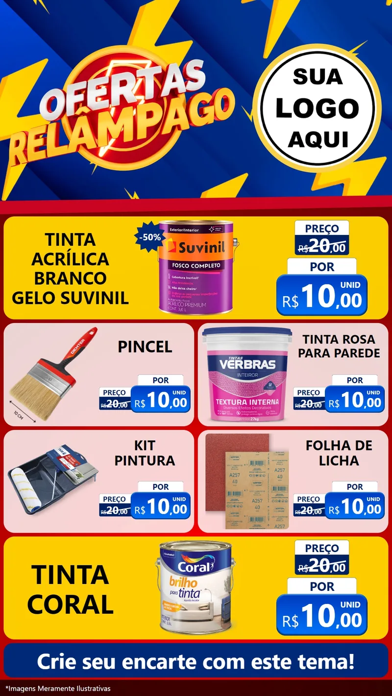 Modelo de TV para TV Vertical com o tema Ofertas Relâmpago para Tintas e Ferramentas