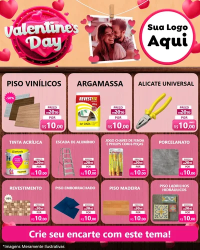 Modelo de Rede Social para Feed Instagram com o tema Valentine's Day para Material para Construção