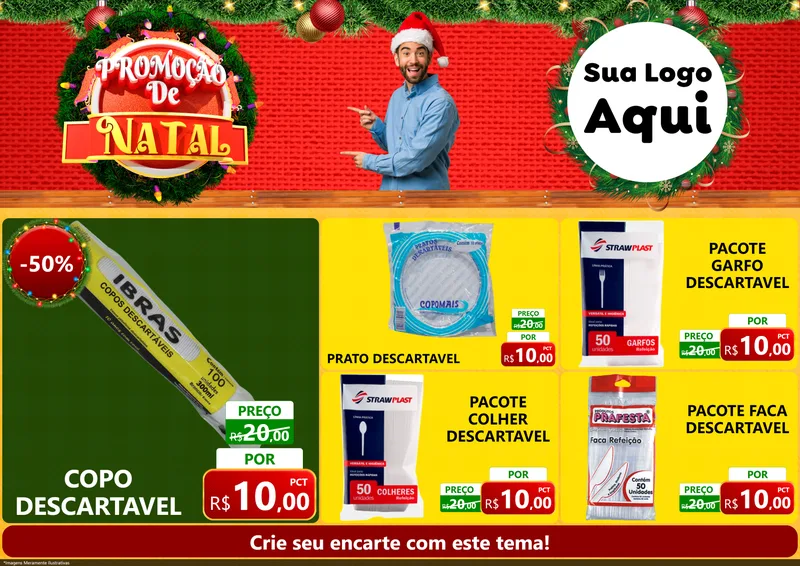 Modelo de Encarte para Encarte A4 Horizontal com o tema Promoção de Natal para Embalagens
