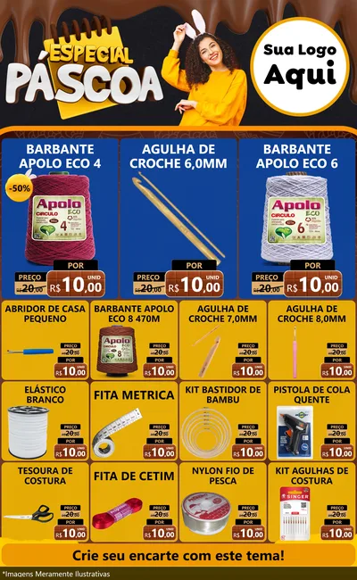 Modelo de Encarte para Encarte Grande com o tema Especial Páscoa para Armarinho e Aviamentos
