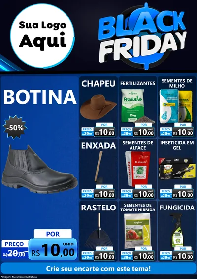 Modelo de Encarte para Encarte A4 Vertical com o tema Black Friday para Agropecuária